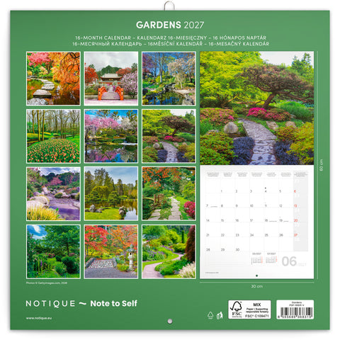 Grid calendar Gardens 2027, 30 x 30 cm