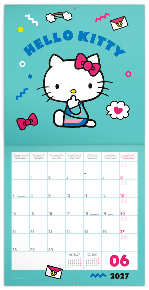 Grid calendar Hello Kitty 2027, 30 x 30 cm