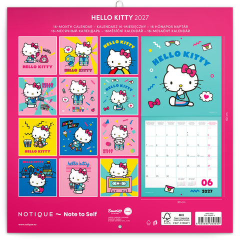 Grid calendar Hello Kitty 2027, 30 x 30 cm