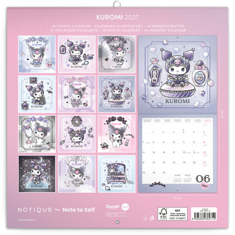 Grid calendar Kuromi 2027, 30 x 30 cm