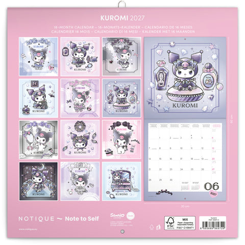 Grid calendar Kuromi 2027, 30 x 30 cm
