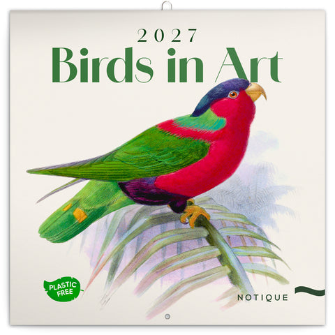 Grid calendar Birds in Art 2027, PLASTIC FREE, 30 x 30 cm