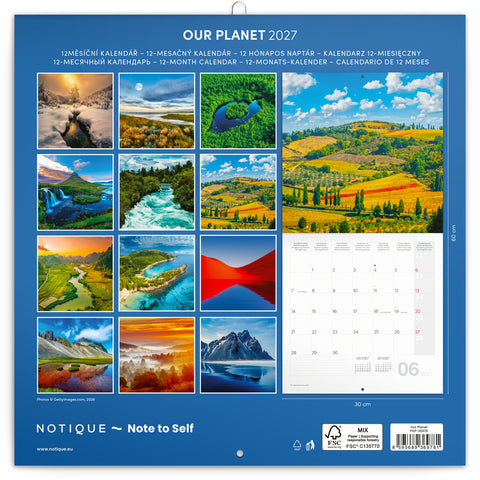 Grid calendar Our Planet 2027, PLASTIC FREE, 30 x 30 cm
