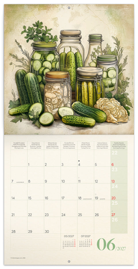 Grid calendar Farmer’s Market 2027, PLASTIC FREE, 30 x 30 cm