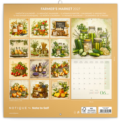 Grid calendar Farmer’s Market 2027, PLASTIC FREE, 30 x 30 cm