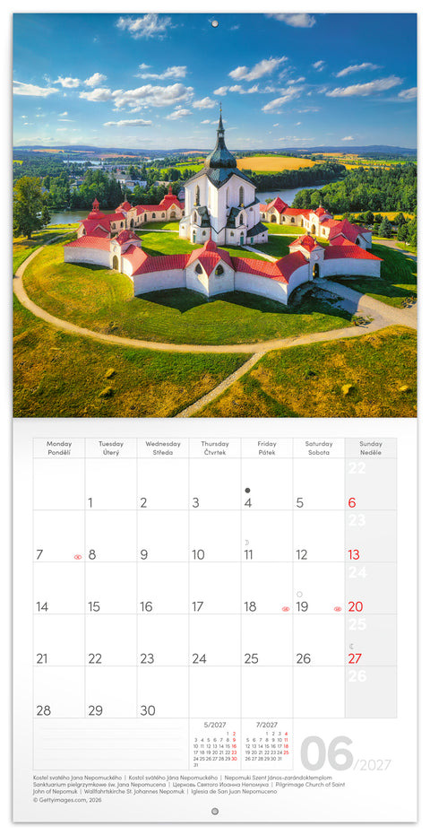 Grid calendar Czech Republic 2027, 20 x 20 cm