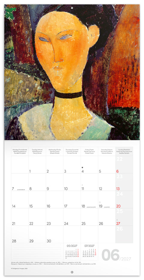 Grid calendar Amedeo Modigliani 2027, 30 x 30 cm