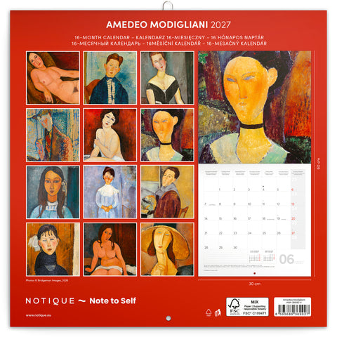Grid calendar Amedeo Modigliani 2027, 30 x 30 cm