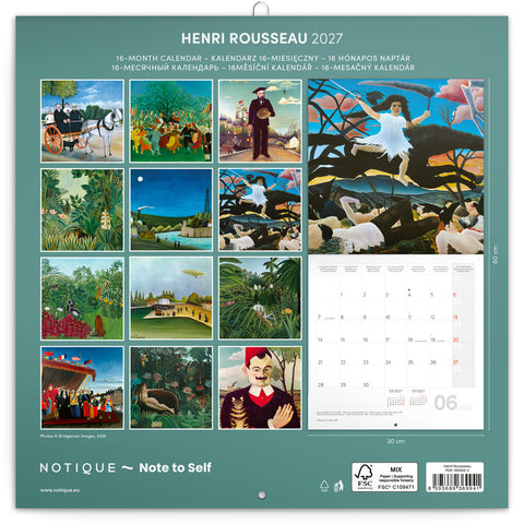 Grid calendar Henri Rousseau 2027, 30 x 30 cm