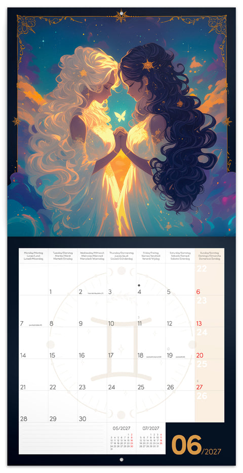 Grid calendar Anime Zodiac 2027, 30 x 30 cm
