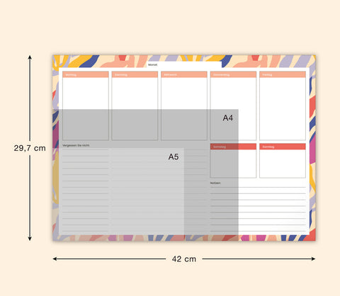 Weekly undated planning pad Leaves, 42 × 29,7 cm DE
